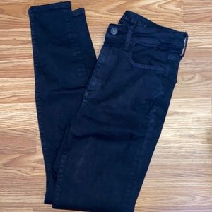 AE BLACK HIGHEST RISE RIPPED JEANS